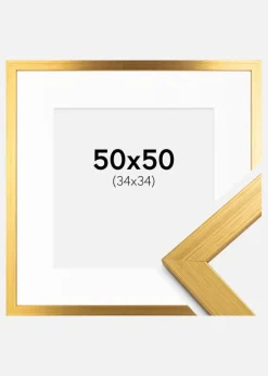 Ramme Gold Wood 50x50 cm - Passepartout Hvid 35x35 cm