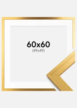 Ramme Gold Wood 60x60 cm - Passepartout Hvid 50x50 cm