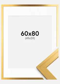 Ramme Gold Wood 60x80 cm - Passepartout Hvid 50x60 cm