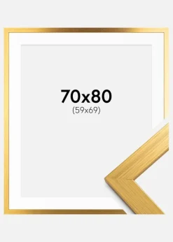 Ramme Gold Wood 70x80 cm - Passepartout Hvid 60x70 cm