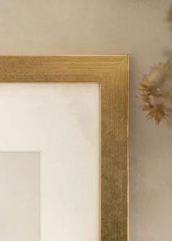 Ramme Gold Wood 70x80 cm - Passepartout Hvid 60x70 cm