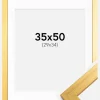 Ramme Gold Wood 35x50 cm - Passepartout Hvid 30x35 cm