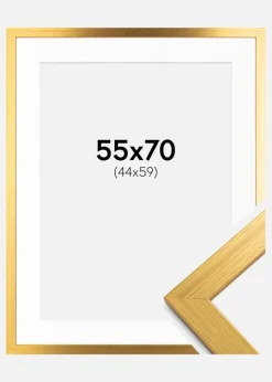 Ramme Gold Wood 55x70 cm - Passepartout Hvid 45x60 cm