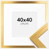 Ramme Gold Wood 40x40 cm - Passepartout Hvid 25x25 cm