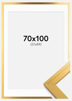 Ramme Gold Wood 70x100 cm - Passepartout Hvid 62x85 cm
