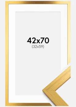 Ramme Gold Wood 42x70 cm - Passepartout Hvid 33x60 cm