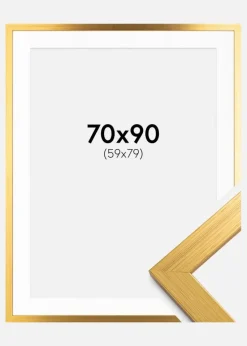 Ramme Gold Wood 70x90 cm - Passepartout Hvid 60x80 cm