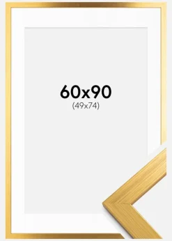 Ramme Gold Wood 60x90 cm - Passepartout Hvid 50x75 cm