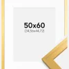 Ramme Gold Wood 50x60 cm - Passepartout Hvid 14x18 inches
