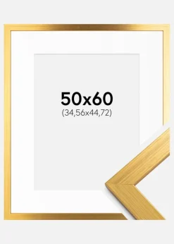 Ramme Gold Wood 50x60 cm - Passepartout Hvid 14x18 inches