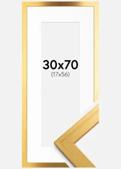 Ramme Gold Wood 30x70 cm - Passepartout Hvid 18x57 cm
