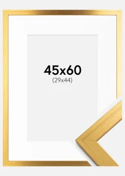 Ramme Gold Wood 45x60 cm - Passepartout Hvid 30x45 cm