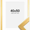 Ramme Gold Wood 40x50 cm - Passepartout Hvid 29,7x42 cm (A3)