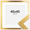 Ramme Gold Wood 40x40 cm - Passepartout Hvid 32x32 cm