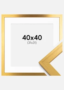 Ramme Gold Wood 40x40 cm - Passepartout Hvid 32x32 cm