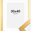 Ramme Gold Wood 30x40 cm - Passepartout Hvid 21x30 cm