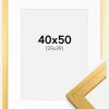 Ramme Gold Wood 40x50 cm - Passepartout Hvid 30x40 cm