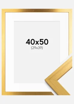 Ramme Gold Wood 40x50 cm - Passepartout Hvid 30x40 cm