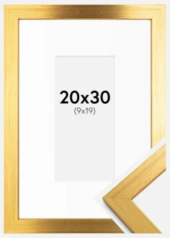 Ramme Gold Wood 20x30 cm - Passepartout Hvid 10x20 cm