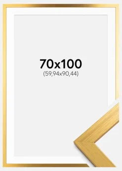 Ramme Gold Wood 70x100 cm - Passepartout Hvid 24x36 inches