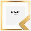 Ramme Gold Wood 40x40 cm - Passepartout Hvid 30x30 cm
