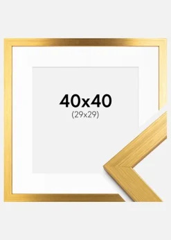 Ramme Gold Wood 40x40 cm - Passepartout Hvid 30x30 cm