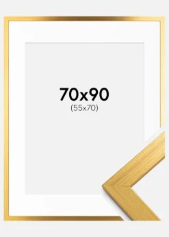 Ramme Gold Wood 70x90 cm - Passepartout Hvid 56x71 cm
