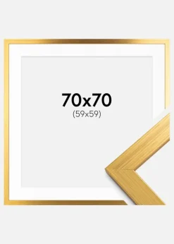 Ramme Gold Wood 70x70 cm - Passepartout Hvid 60x60 cm