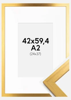 Ramme Gold Wood 42x59,4 cm (A2) - Passepartout Hvid 25x38 cm