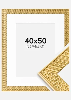 Ramme Grace Guld 40x50 cm - Passepartout Hvid 11x15 inches