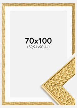 Ramme Grace Guld 70x100 cm - Passepartout Hvid 24x36 inches