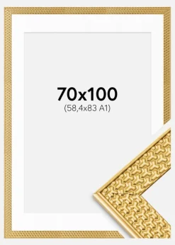 Ramme Grace Guld 70x100 cm - Passepartout Hvid 59,4x84 cm (A1)