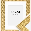 Ramme Grace Guld 18x24 cm - Passepartout Hvid 13x18 cm