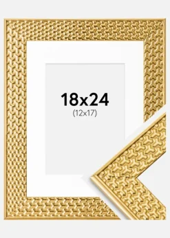 Ramme Grace Guld 18x24 cm - Passepartout Hvid 13x18 cm