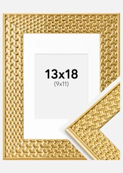 Ramme Grace Guld 13x18 cm - Passepartout Hvid 10x12 cm
