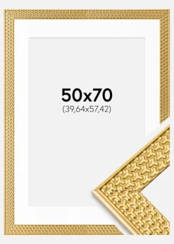 Ramme Grace Guld 50x70 cm - Passepartout Hvid 16x23 inches
