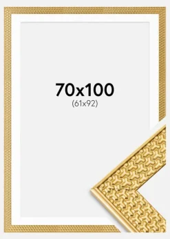 Ramme Grace Guld 70x100 cm - Passepartout Hvid 62x93 cm