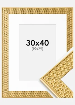 Ramme Grace Guld 30x40 cm - Passepartout Hvid 20x30 cm