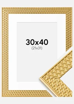 Ramme Grace Guld 30x40 cm - Passepartout Hvid 22x32 cm