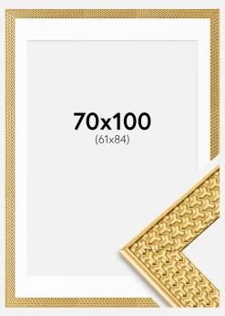 Ramme Grace Guld 70x100 cm - Passepartout Hvid 62x85 cm