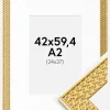 Ramme Grace Guld 42x59,4 cm (A2) - Passepartout Hvid 25x38 cm