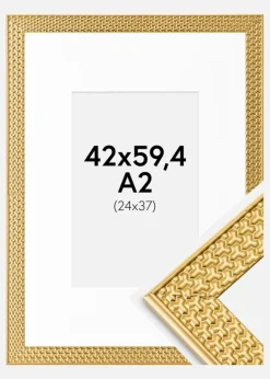Ramme Grace Guld 42x59,4 cm (A2) - Passepartout Hvid 25x38 cm