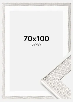 Ramme Grace Sølv 70x100 cm - Passepartout Hvid 60x90 cm