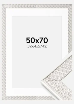 Ramme Grace Sølv 50x70 cm - Passepartout Hvid 16x23 inches