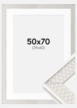 Ramme Grace Sølv 50x70 cm - Passepartout Hvid 40x61 cm