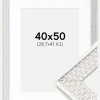 Ramme Grace Sølv 40x50 cm - Passepartout Hvid 29,7x42 cm (A3)