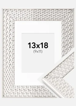 Ramme Grace Sølv 13x18 cm - Passepartout Hvid 10x12 cm