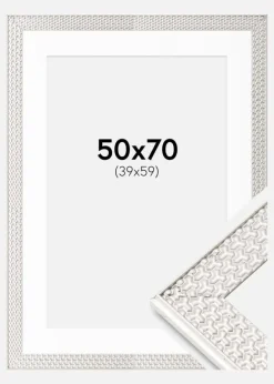Ramme Grace Sølv 50x70 cm - Passepartout Hvid 40x60 cm