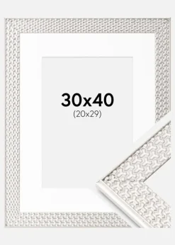 Ramme Grace Sølv 30x40 cm - Passepartout Hvid 21x30 cm