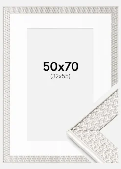 Ramme Grace Sølv 50x70 cm - Passepartout Hvid 33x56 cm
